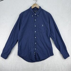 US Polo Assn Shirt Mens Large Blue Slim Fit Button Down Long Sleeve Embroidered